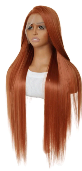 Dark Orange Long Lace Front Wig