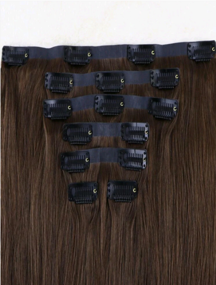 Brown straight clip-in Extensions